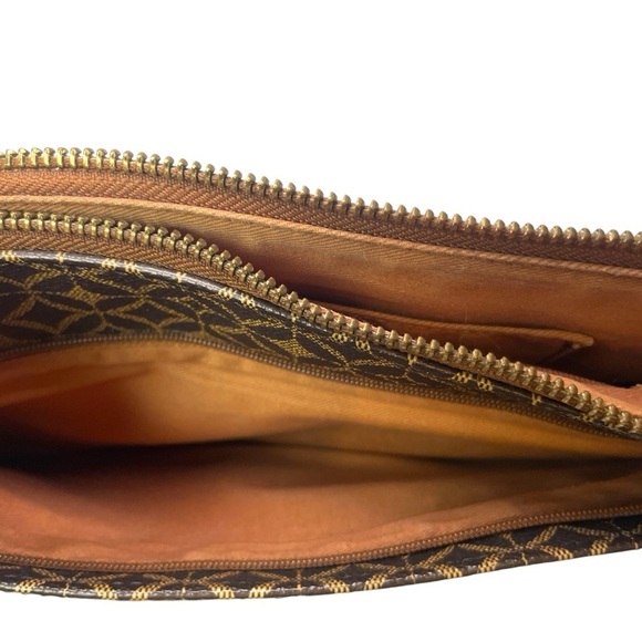 Fossil Geometric Circle Pattern Brown Crossbody Purse Vintage Essential Wallet - Picture 6 of 12